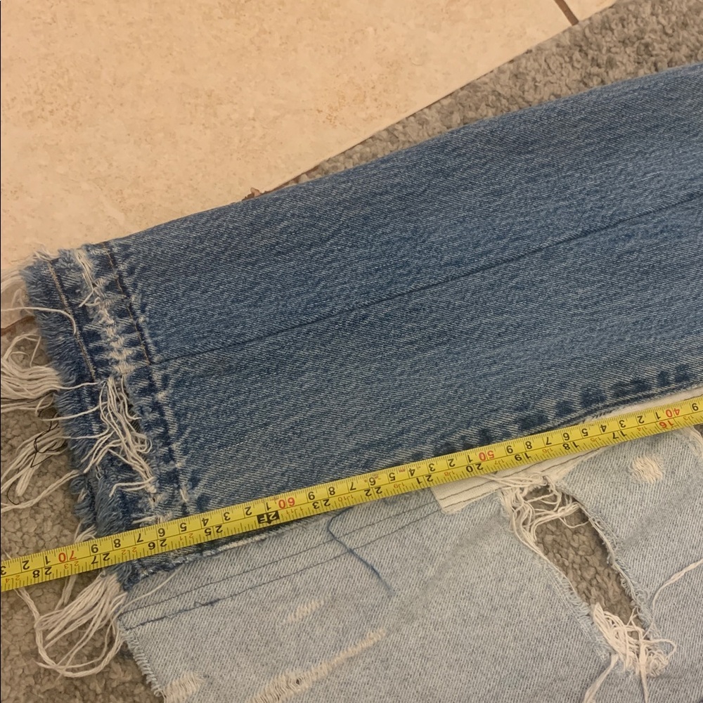 Custom vintage Levi’s denim jean two tone distressed maxi skirt middle slit high - Picture 10 of 10